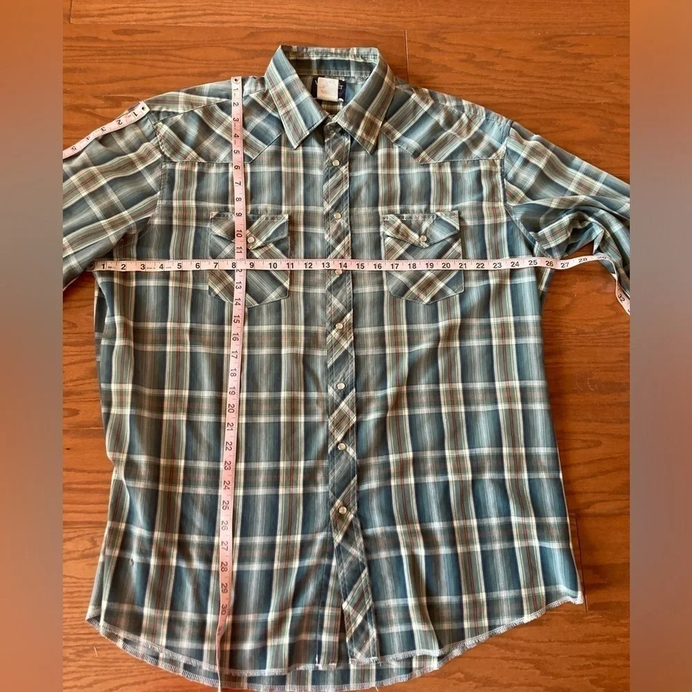 Wrangler Pearl Snap Vintage Western Shirt Long Sleeve Men’s Size 18 Plaid
